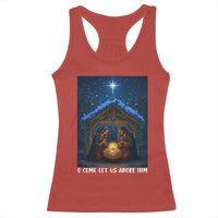 Nativity Scene Christmas Racerback Tank Top O Come Let Us Adrove Him - Wonder Print Shop