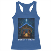 Nativity Scene Christmas Racerback Tank Top O Come Let Us Adrove Him - Wonder Print Shop