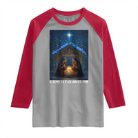 Nativity Scene Christmas Raglan Shirt O Come Let Us Adrove Him - Wonder Print Shop