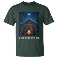 Nativity Scene Christmas T Shirt O Come Let Us Adrove Him - Wonder Print Shop