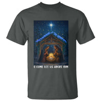 Nativity Scene Christmas T Shirt O Come Let Us Adrove Him - Wonder Print Shop