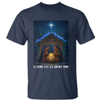 Nativity Scene Christmas T Shirt O Come Let Us Adrove Him - Wonder Print Shop