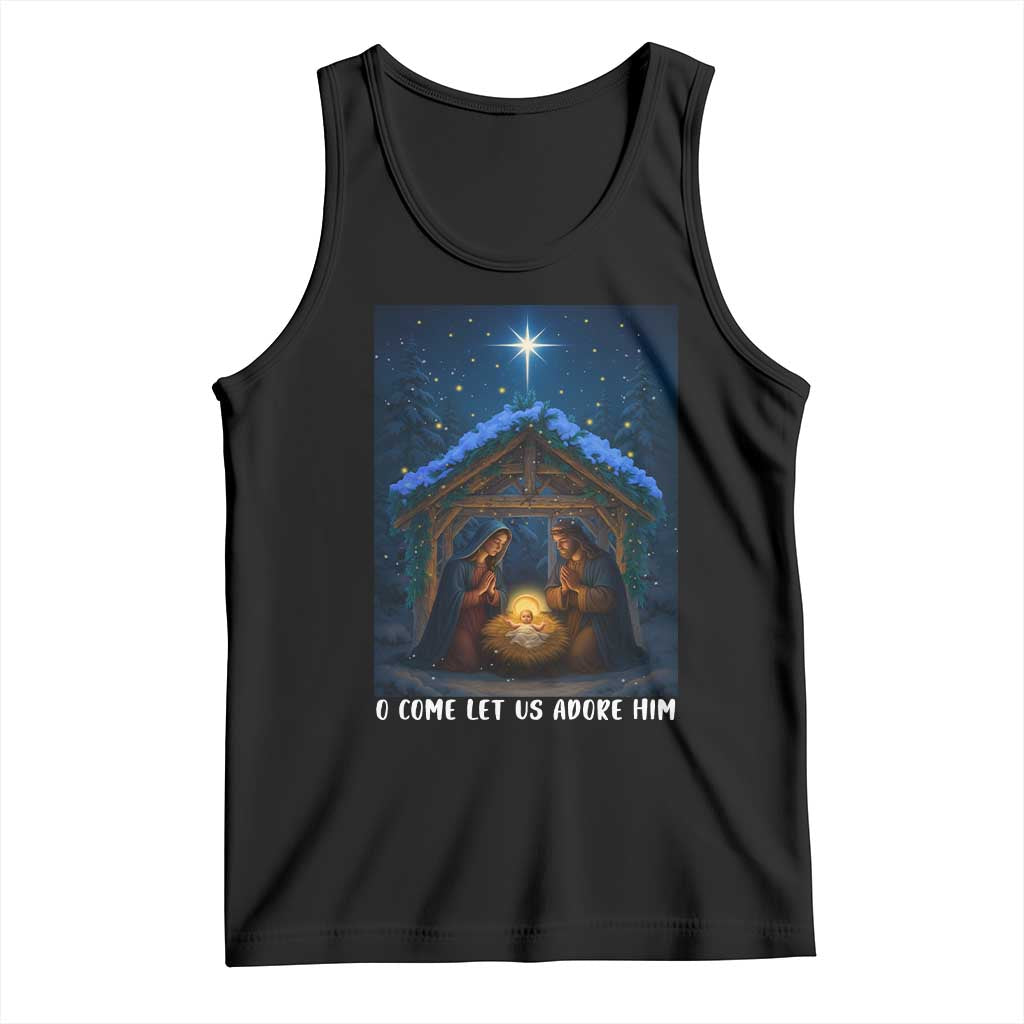 Nativity Scene Christmas Tank Top O Come Let Us Adrove Him - Wonder Print Shop