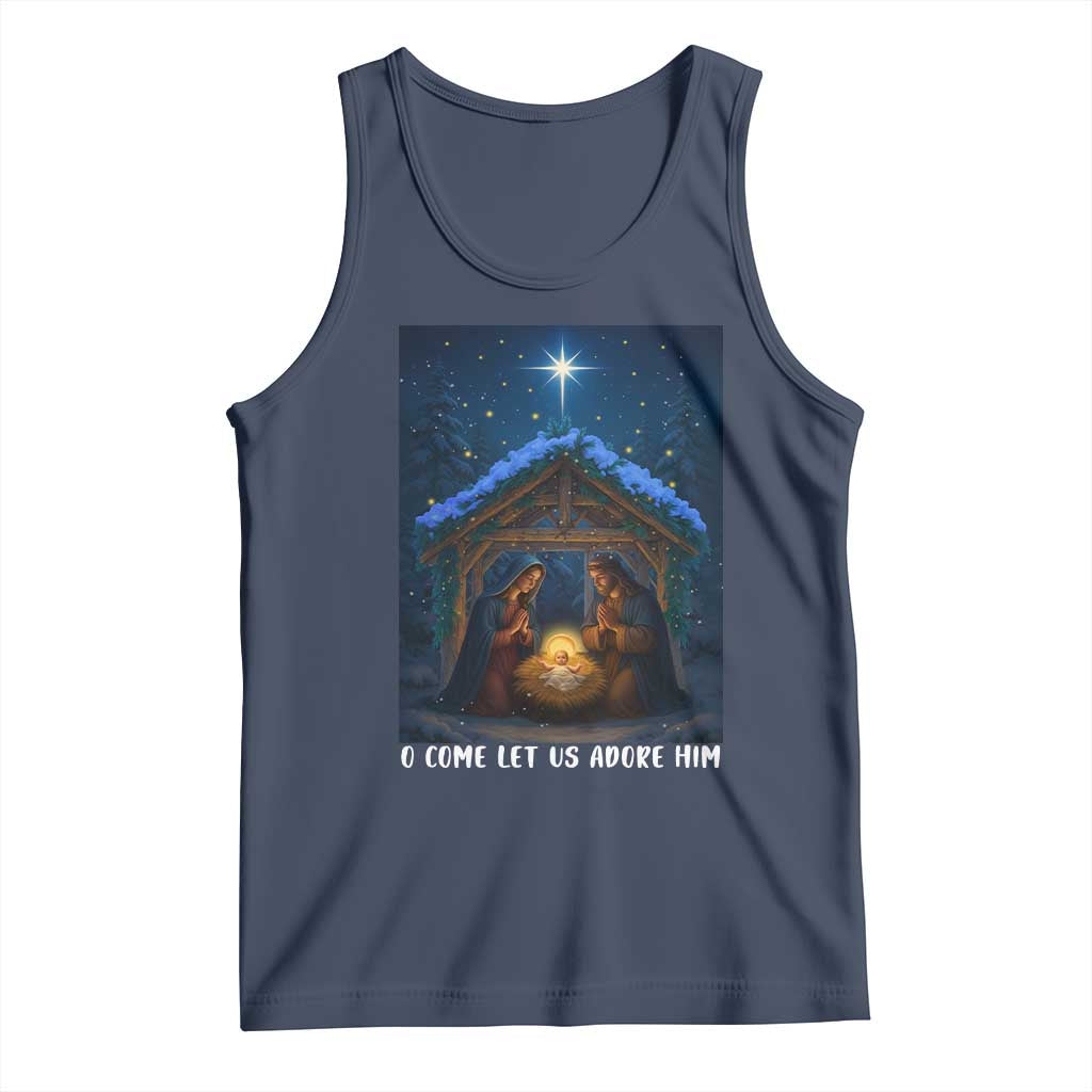 Nativity Scene Christmas Tank Top O Come Let Us Adrove Him - Wonder Print Shop