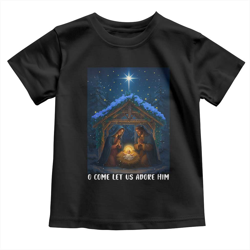 Nativity Scene Christmas Toddler T Shirt O Come Let Us Adrove Him - Wonder Print Shop