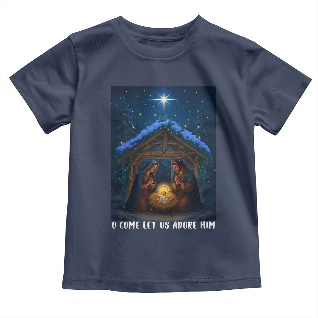 Nativity Scene Christmas Toddler T Shirt O Come Let Us Adrove Him - Wonder Print Shop