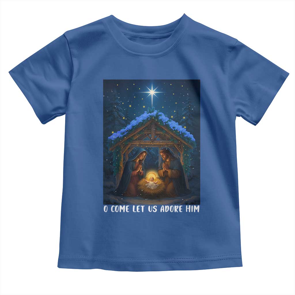 Nativity Scene Christmas Toddler T Shirt O Come Let Us Adrove Him - Wonder Print Shop