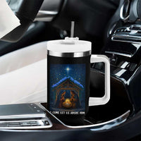 Nativity Scene Christmas Tumbler With Handle O Come Let Us Adrove Him - Wonder Print Shop