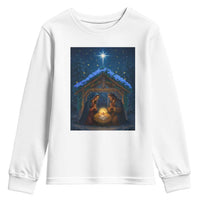 Nativity Scene Christmas Youth Sweatshirt O Come Let Us Adrove Him - Wonder Print Shop