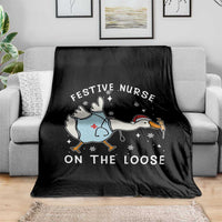 Funny ER Nurse Goose Christmas Throw Blanket Festive Nurses On The Loose - Wonder Print Shop