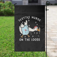 Funny ER Nurse Goose Christmas Garden Flag Festive Nurses On The Loose - Wonder Print Shop