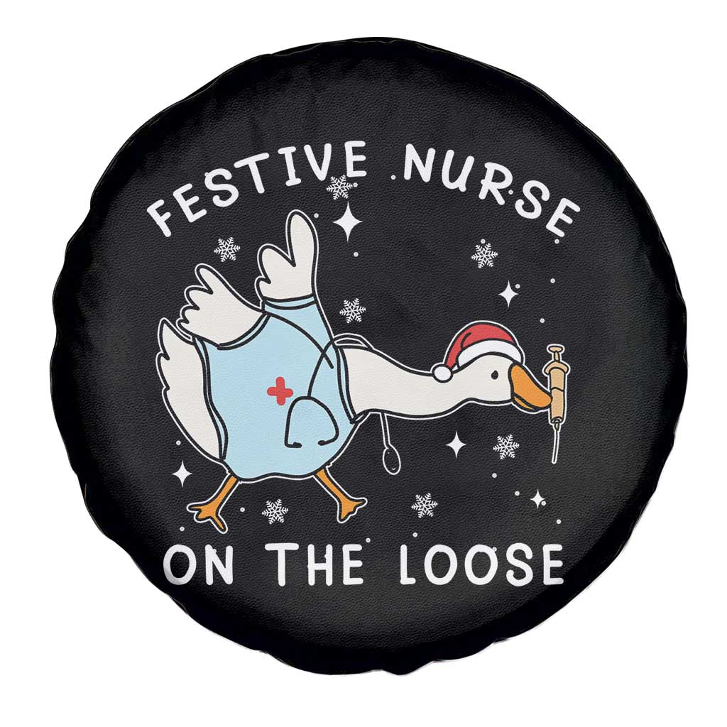 Funny ER Nurse Goose Christmas Spare Tire Cover Festive Nurses On The Loose - Wonder Print Shop