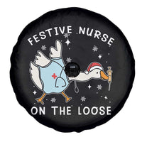 Funny ER Nurse Goose Christmas Spare Tire Cover Festive Nurses On The Loose - Wonder Print Shop