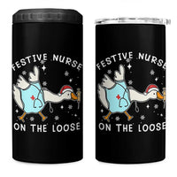 Funny ER Nurse Goose Christmas 4 in 1 Can Cooler Tumbler Festive Nurses On The Loose - Wonder Print Shop