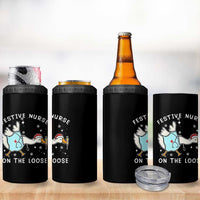 Funny ER Nurse Goose Christmas 4 in 1 Can Cooler Tumbler Festive Nurses On The Loose - Wonder Print Shop