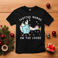 Funny ER Nurse Goose Christmas T Shirt Festive Nurses On The Loose - Wonder Print Shop