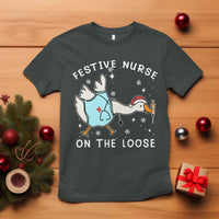 Funny ER Nurse Goose Christmas T Shirt Festive Nurses On The Loose - Wonder Print Shop