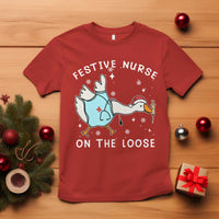 Funny ER Nurse Goose Christmas T Shirt Festive Nurses On The Loose - Wonder Print Shop