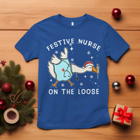 Funny ER Nurse Goose Christmas T Shirt Festive Nurses On The Loose - Wonder Print Shop