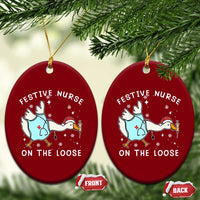 Funny ER Nurse Goose Christmas Ceramic Ornament Festive Nurses On The Loose - Wonder Print Shop