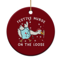 Funny ER Nurse Goose Christmas Ceramic Ornament Festive Nurses On The Loose - Wonder Print Shop