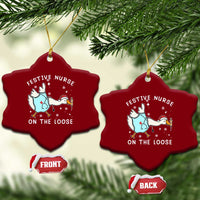 Funny ER Nurse Goose Christmas Ceramic Ornament Festive Nurses On The Loose - Wonder Print Shop