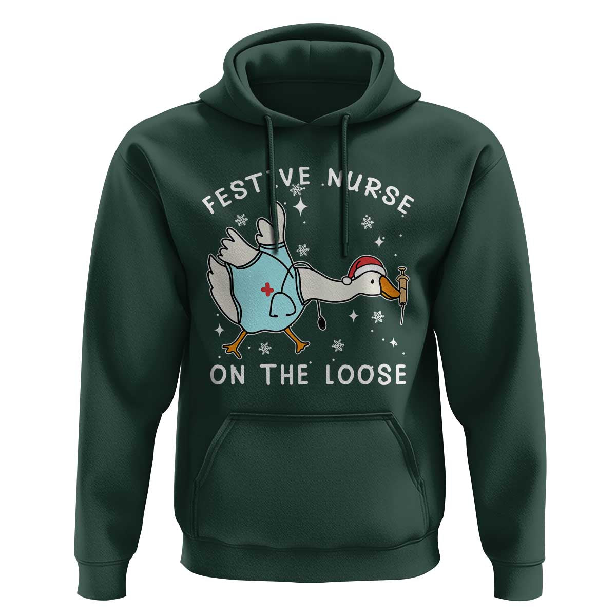 Funny ER Nurse Goose Christmas Hoodie Festive Nurses On The Loose - Wonder Print Shop