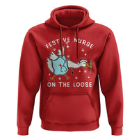 Funny ER Nurse Goose Christmas Hoodie Festive Nurses On The Loose - Wonder Print Shop
