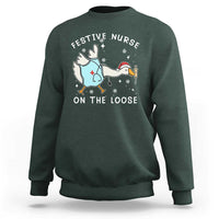 Funny ER Nurse Goose Christmas Sweatshirt Festive Nurses On The Loose - Wonder Print Shop