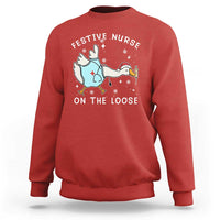Funny ER Nurse Goose Christmas Sweatshirt Festive Nurses On The Loose - Wonder Print Shop