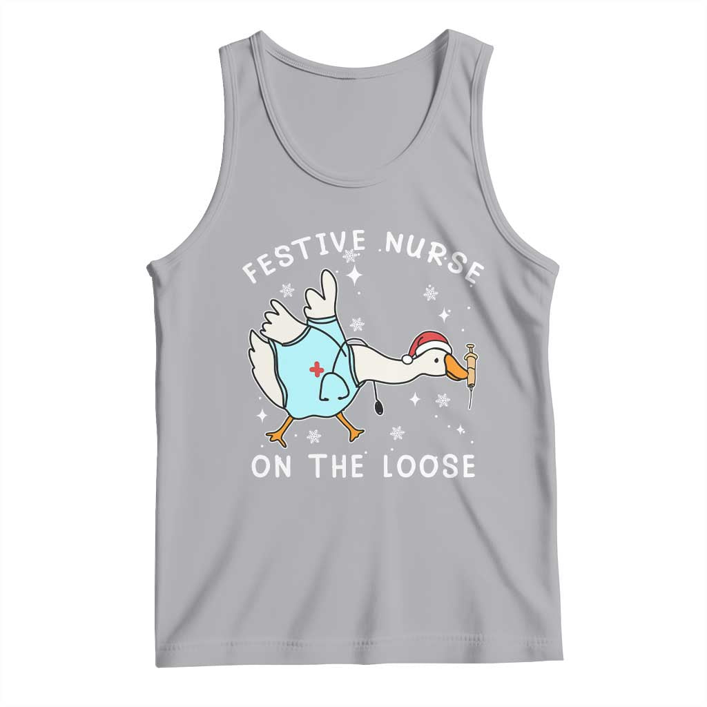 Funny ER Nurse Goose Christmas Tank Top Festive Nurses On The Loose - Wonder Print Shop