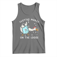 Funny ER Nurse Goose Christmas Tank Top Festive Nurses On The Loose - Wonder Print Shop