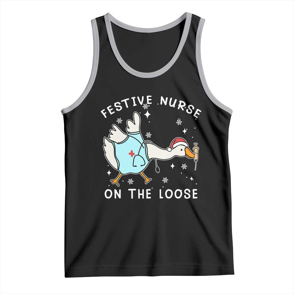 Funny ER Nurse Goose Christmas Tank Top Festive Nurses On The Loose - Wonder Print Shop