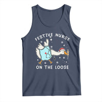 Funny ER Nurse Goose Christmas Tank Top Festive Nurses On The Loose - Wonder Print Shop