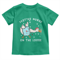 Funny ER Nurse Goose Christmas Toddler T Shirt Festive Nurses On The Loose - Wonder Print Shop
