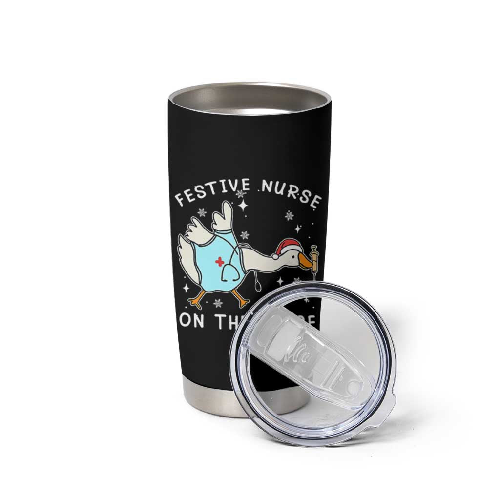 Funny ER Nurse Goose Christmas Tumbler Cup Festive Nurses On The Loose - Wonder Print Shop