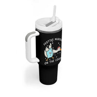 Funny ER Nurse Goose Christmas Tumbler With Handle Festive Nurses On The Loose - Wonder Print Shop