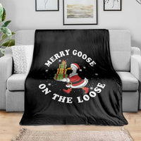 Festive Goose on The Loose Throw Blanket Funny Goose Christmas Meme - Wonder Print Shop