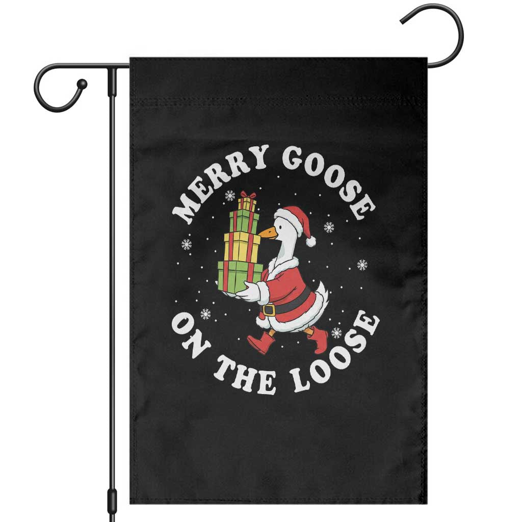 Festive Goose on The Loose Garden Flag Funny Goose Christmas Meme - Wonder Print Shop