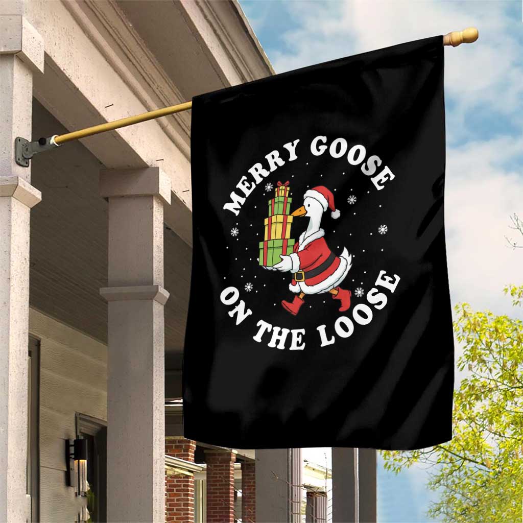 Festive Goose on The Loose Garden Flag Funny Goose Christmas Meme - Wonder Print Shop