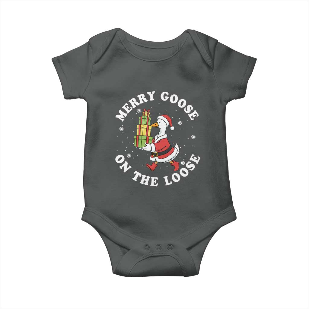 Festive Goose on The Loose Baby Onesie Funny Goose Christmas Meme - Wonder Print Shop