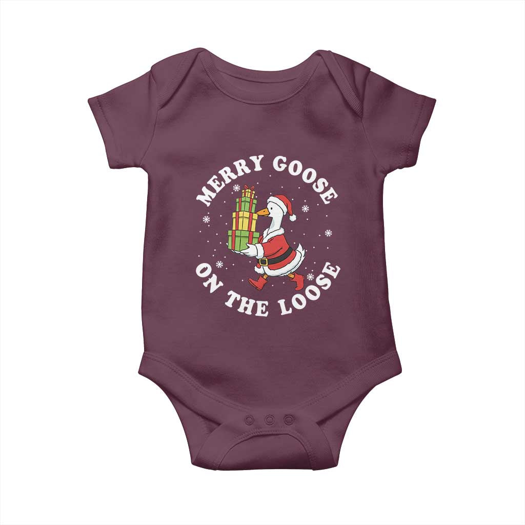 Festive Goose on The Loose Baby Onesie Funny Goose Christmas Meme - Wonder Print Shop
