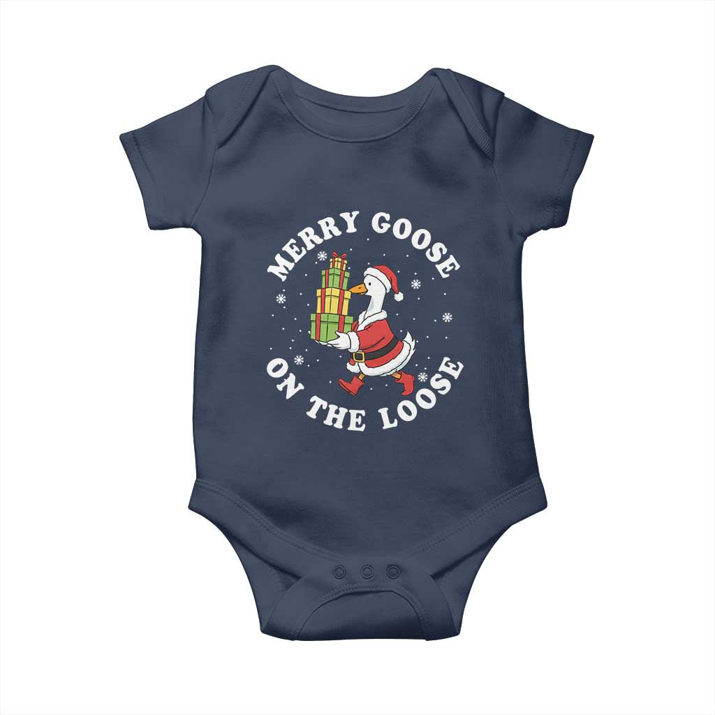 Festive Goose on The Loose Baby Onesie Funny Goose Christmas Meme - Wonder Print Shop