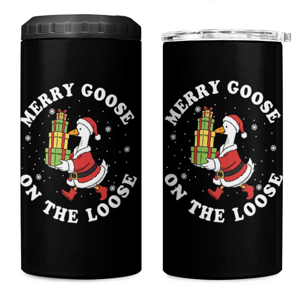Festive Goose on The Loose 4 in 1 Can Cooler Tumbler Funny Goose Christmas Meme - Wonder Print Shop