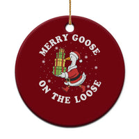Festive Goose on The Loose Ceramic Ornament Funny Goose Christmas Meme - Wonder Print Shop