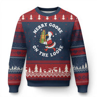 Festive Goose on The Loose Ugly Christmas Sweater Funny Goose Xmas Meme - Wonder Print Shop