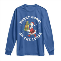 Festive Goose on The Loose Long Sleeve Shirt Funny Goose Christmas Meme - Wonder Print Shop
