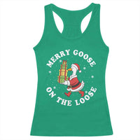 Festive Goose on The Loose Racerback Tank Top Funny Goose Christmas Meme - Wonder Print Shop