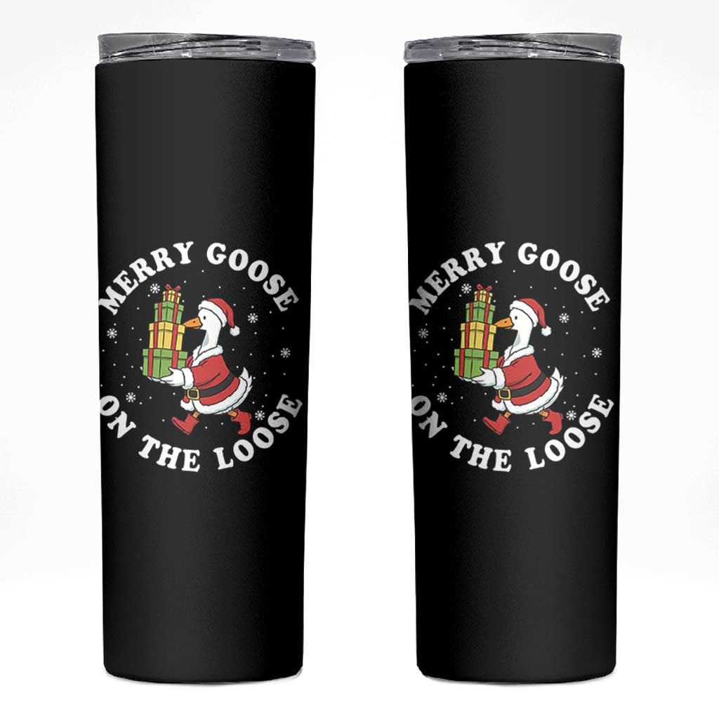 Festive Goose on The Loose Skinny Tumbler Funny Goose Christmas Meme - Wonder Print Shop