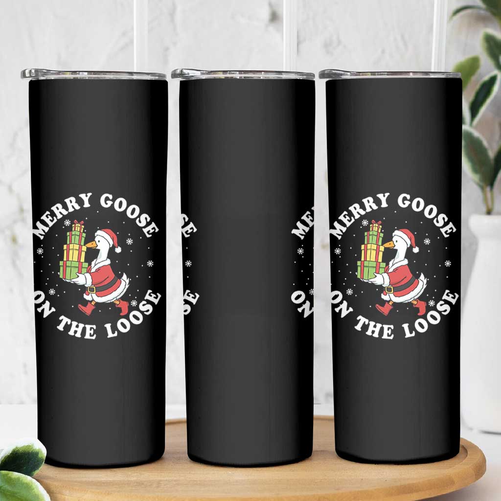 Festive Goose on The Loose Skinny Tumbler Funny Goose Christmas Meme - Wonder Print Shop